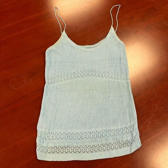 Vintage Benetton Spaghetti Strap Light Blue Viscose Tank sz S - Picture 1 of 6